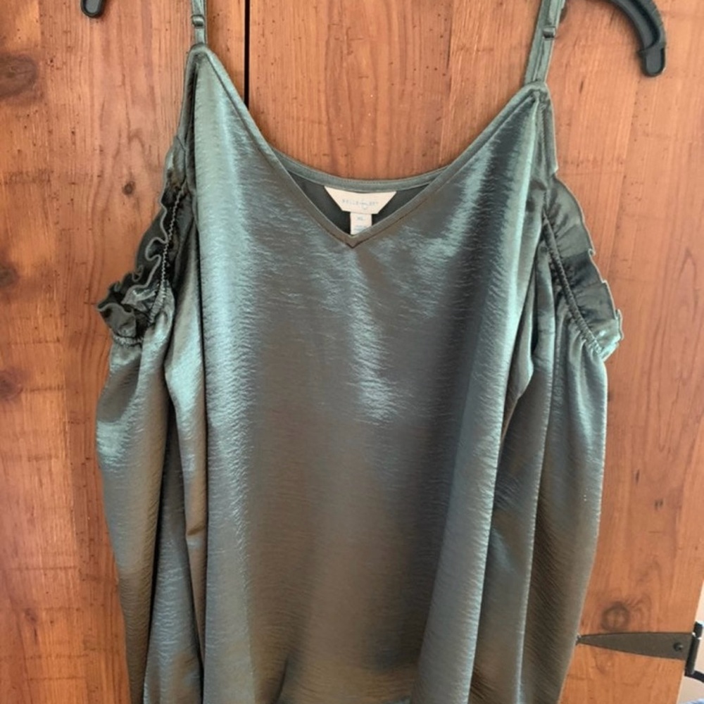 Belle Sky Women's Shimmering Green Top‎ NWT XL Green Shiny